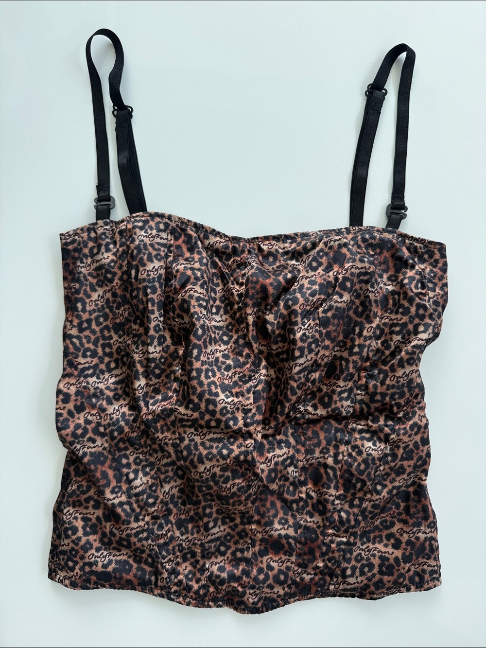 Leopard Satin Cami Tank Top with Adjustable Straps